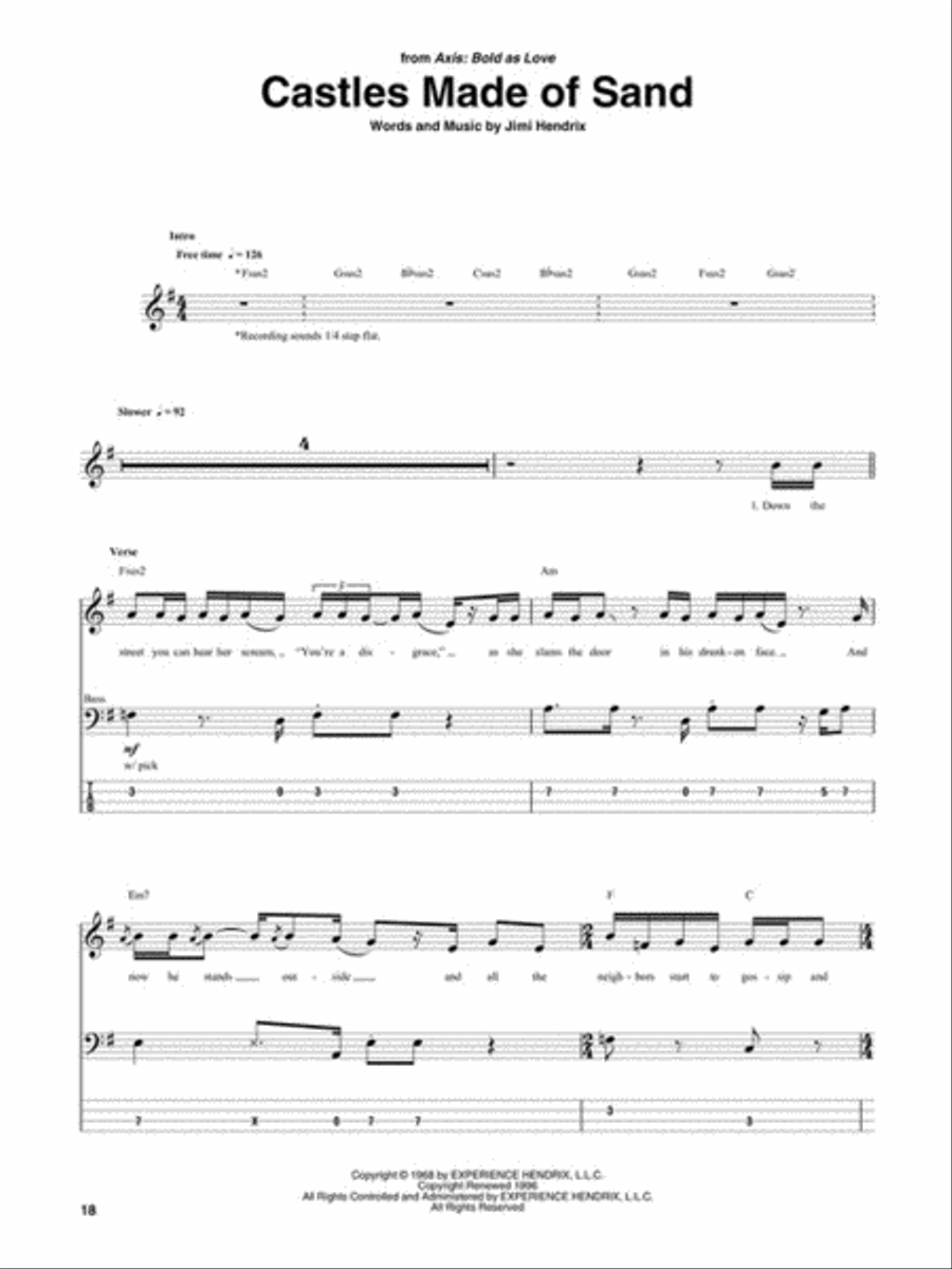 Jimi Hendrix Bass Tab Collection Bass Guitar Tablature scores gallery preview page 4