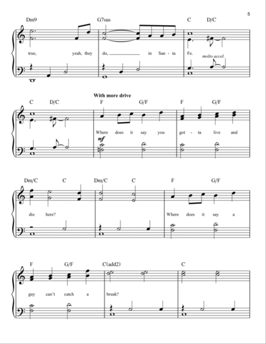 Santa Fe (from Newsies) Easy Piano scores gallery preview page 5