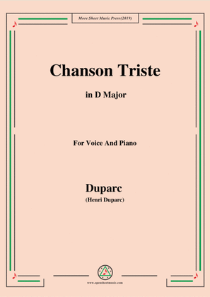 Book cover for Duparc-Chanson Triste in D Major