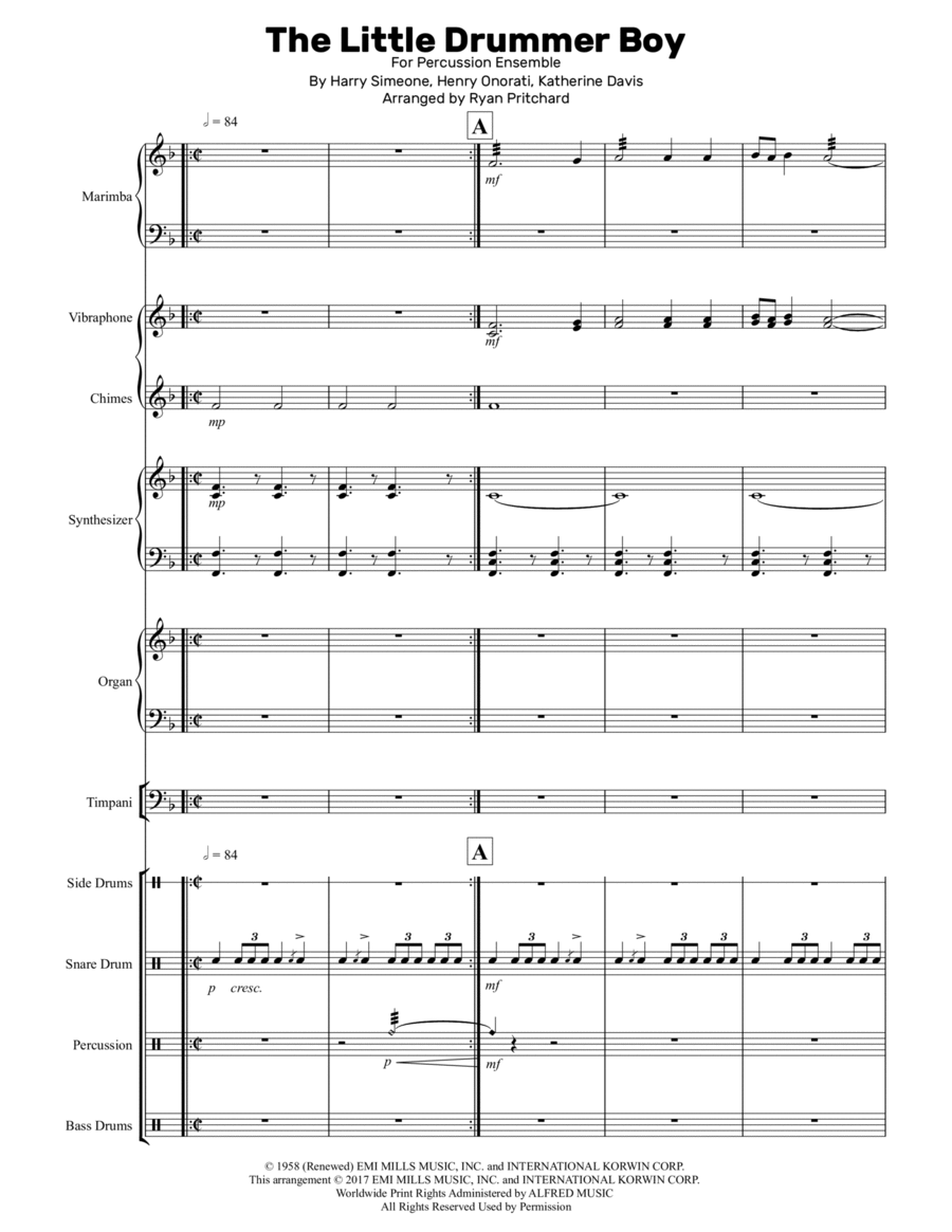 The Little Drummer Boy Large Ensemble scores gallery preview page 1