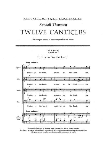 Twelve Canticles: 1. Praise Ye the Lord (Downloadable)