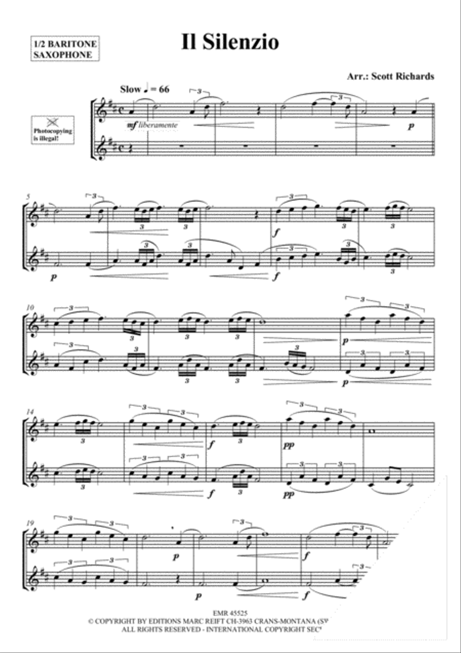 Il Silenzio Baritone Saxophone scores gallery preview page 3