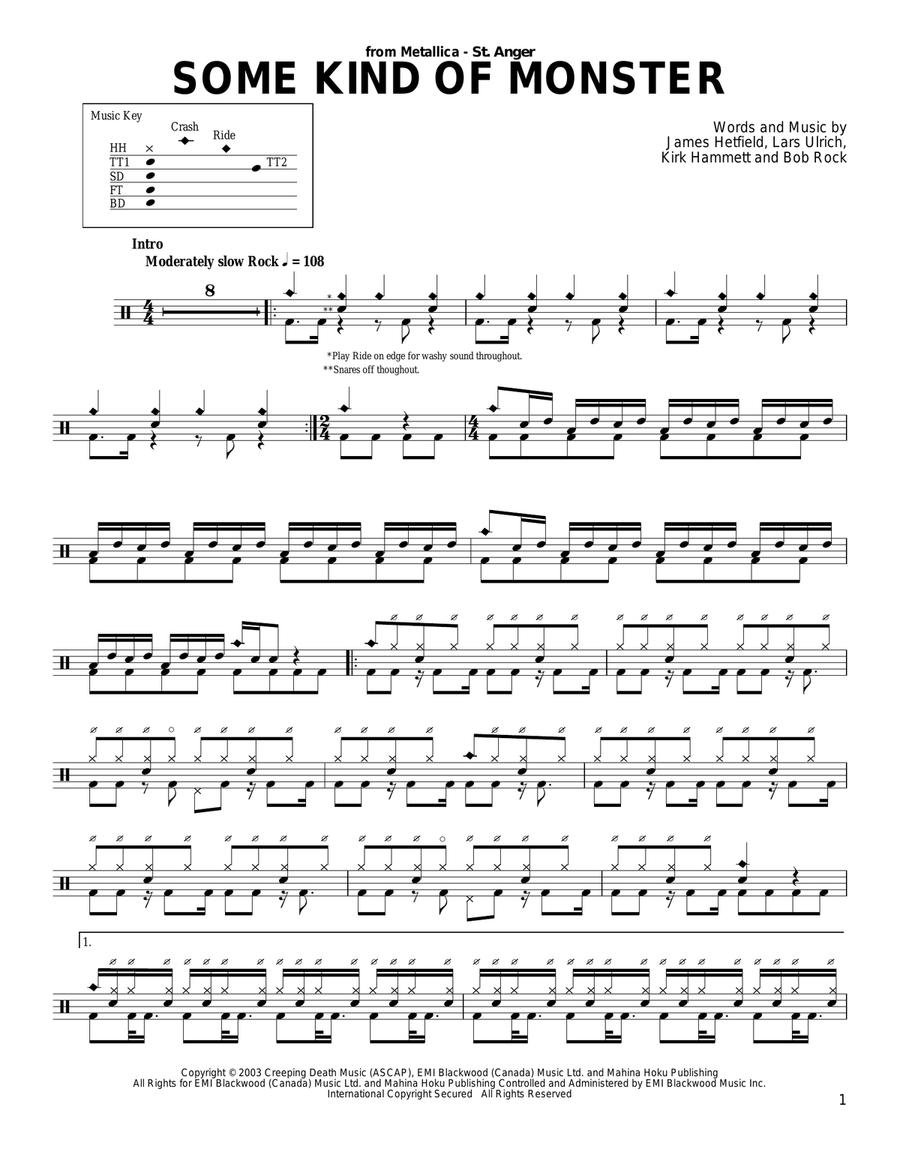 Some Kind Of Monster Some Kind Of Monster Drum Set scores gallery preview page 1