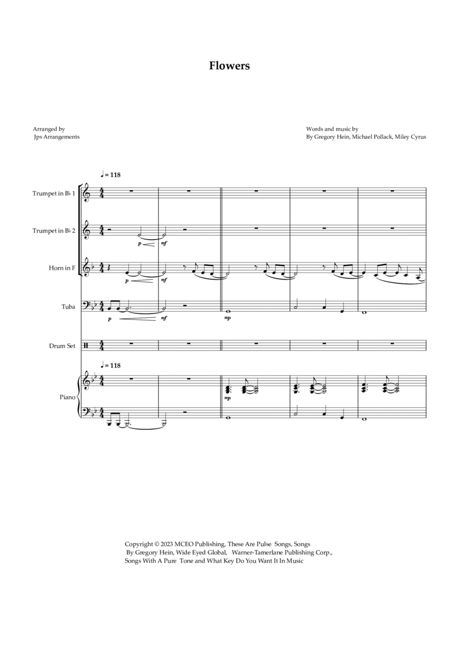 Flowers Brass Quartet scores gallery preview page 1