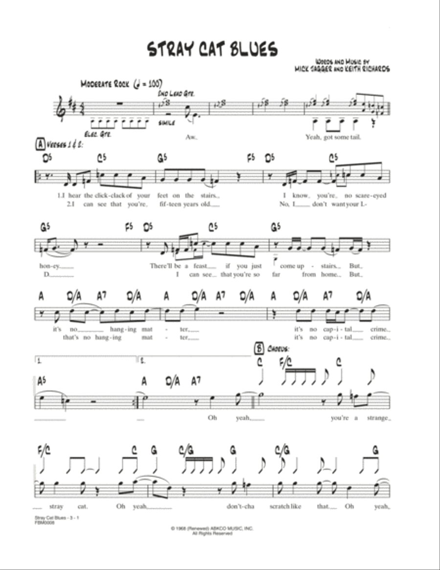 Stray Cat Blues Stray Cat Blues School and Community scores gallery preview page 1