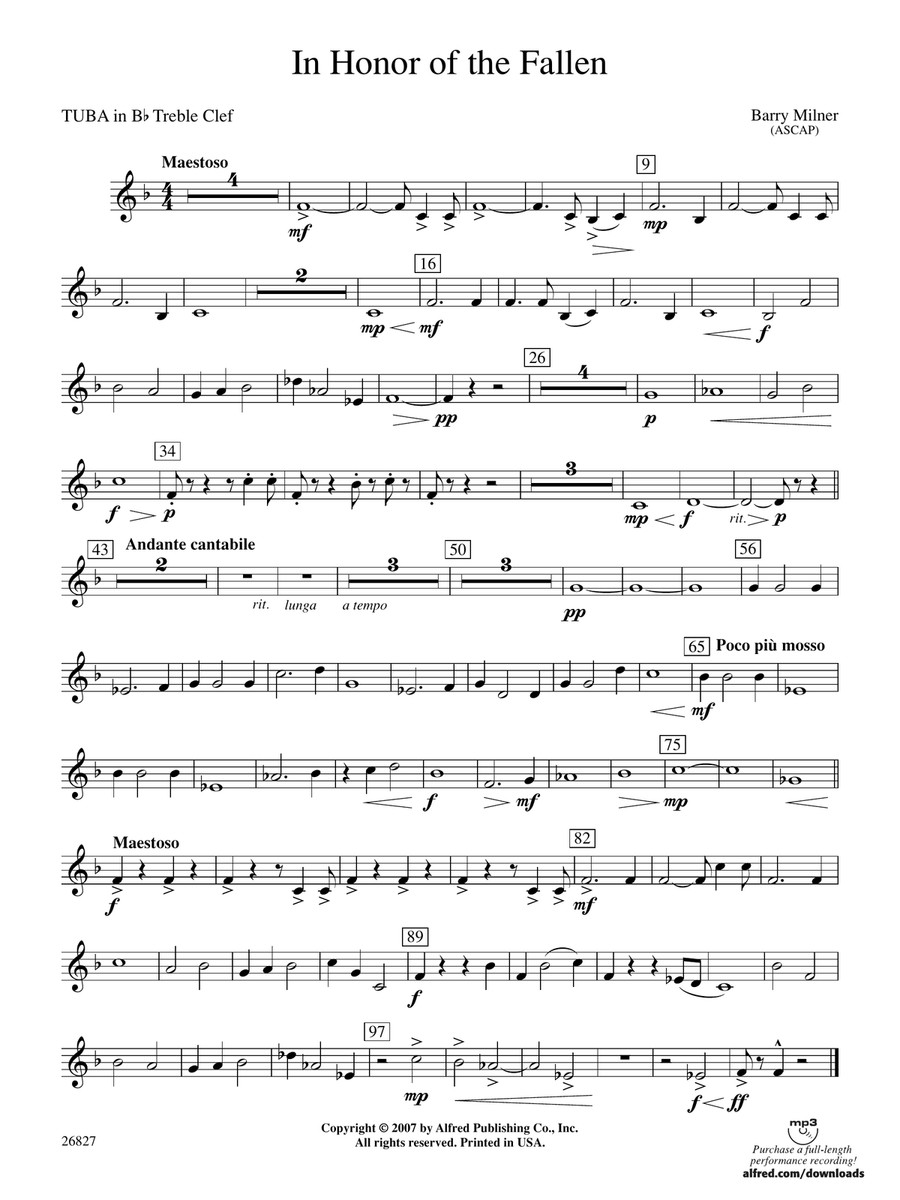 In Honor of the Fallen: (World Part) B-flat Tuba T.C.