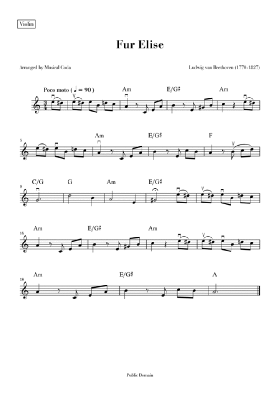 Fur Elise - Violin & Violocello String Duet scores gallery preview page 2