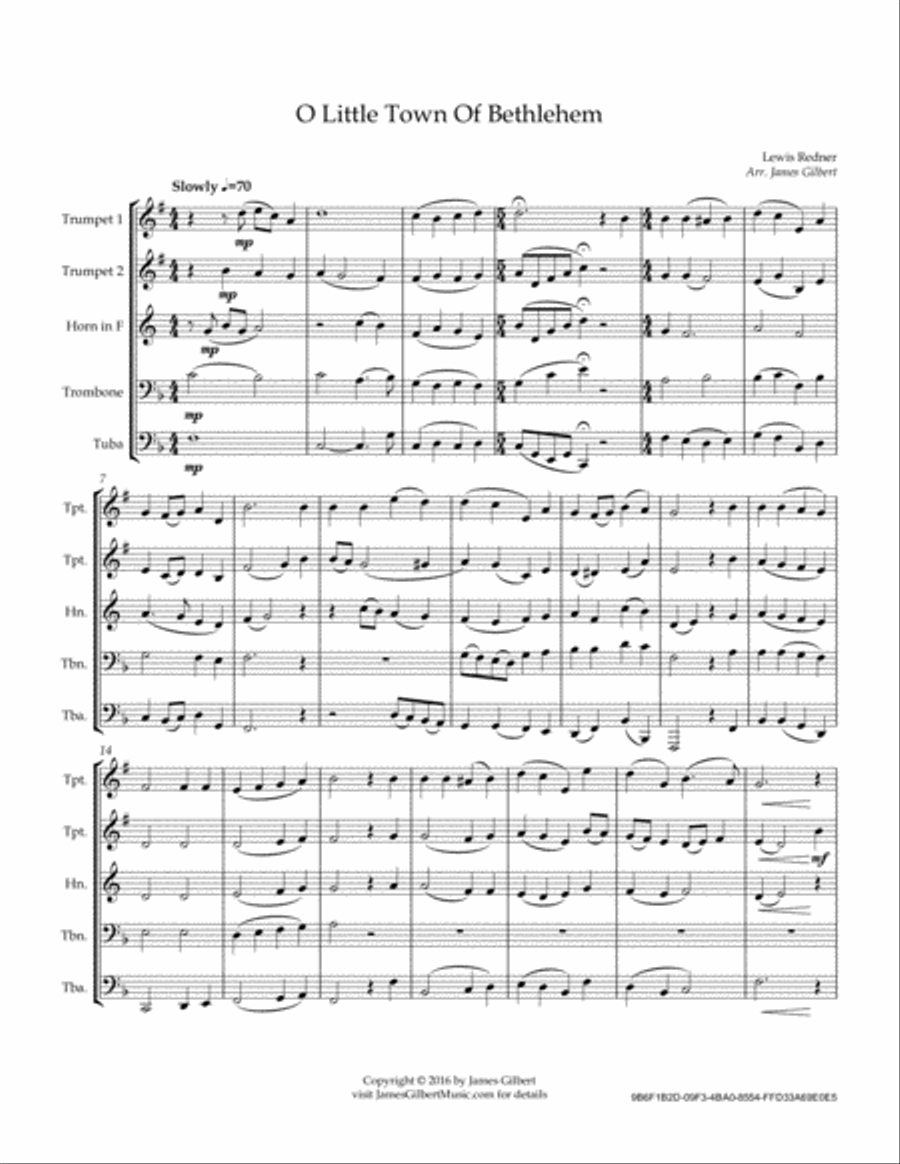 O Little Town Of Bethlehem Brass Ensemble scores gallery preview page 2