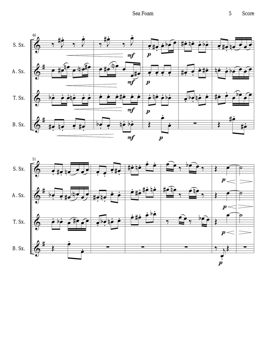 Frank Bridge - Sea-Foam set for sax quartet Saxophone Quartet scores gallery preview page 5