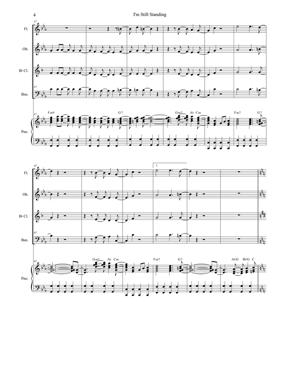 I'm Still Standing Woodwind Quartet scores gallery preview page 4