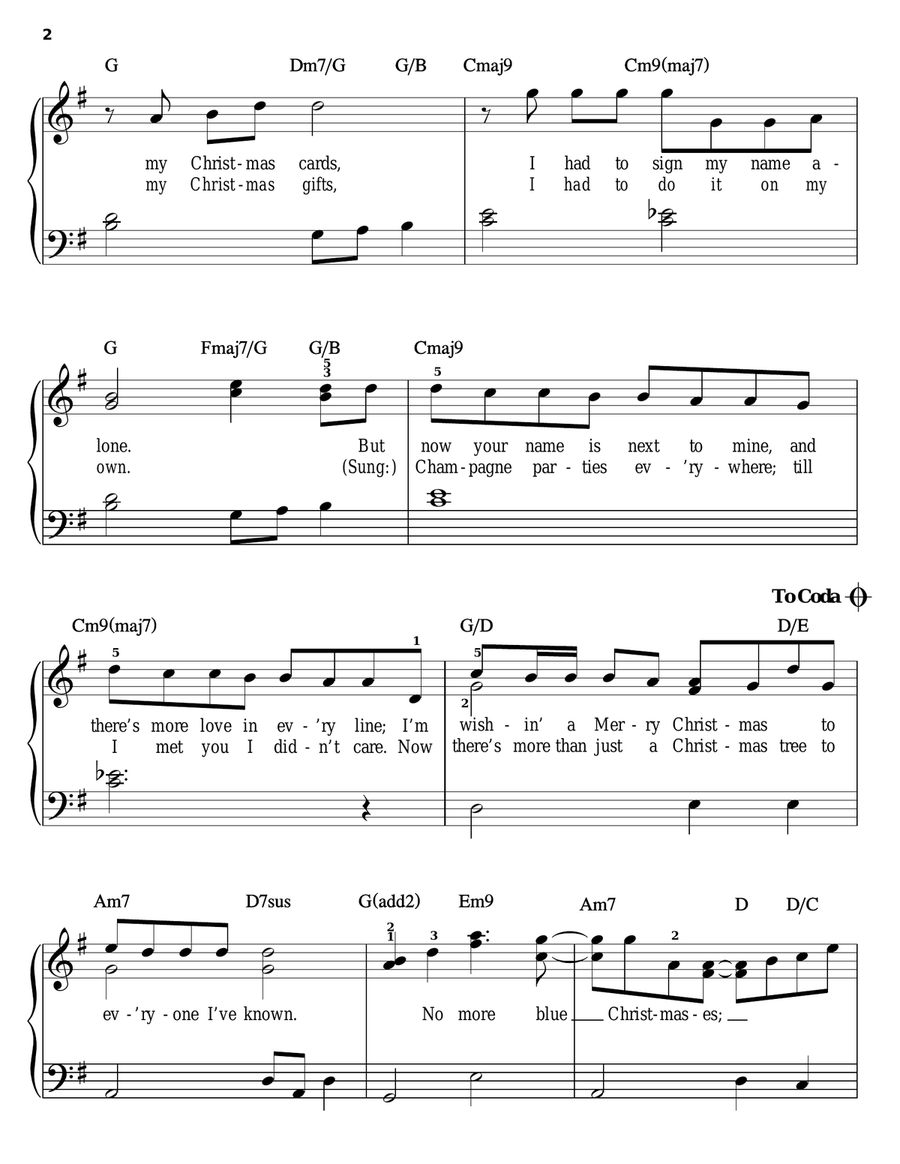No More Blue Christmases No More Blue Christmases Easy Piano scores gallery preview page 2