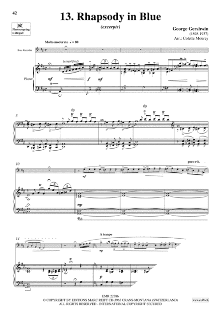 Gershwin 20 Greatest Hits Bass Recorder scores gallery preview page 15
