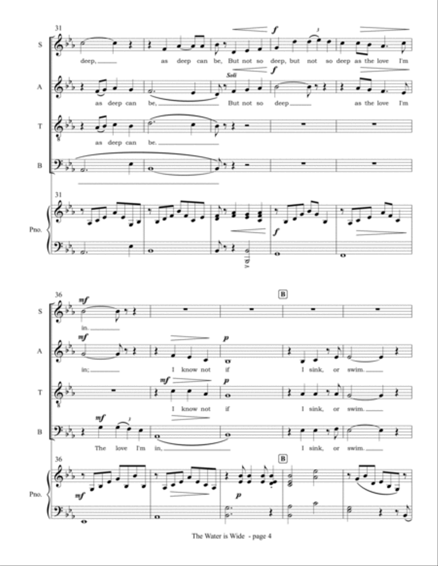 The Water is Wide (SATB choir and piano) 4-Part scores gallery preview page 5