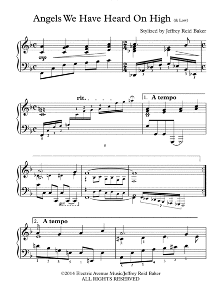 Angels We Have Heard On High (and Low) Piano Solo scores gallery preview page 1