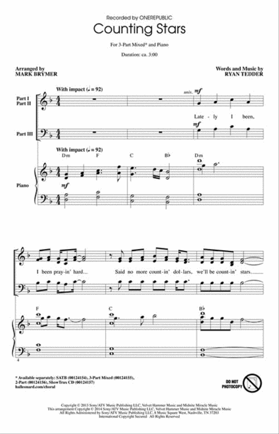 Counting Stars Counting Stars 3-Part scores gallery preview page 2