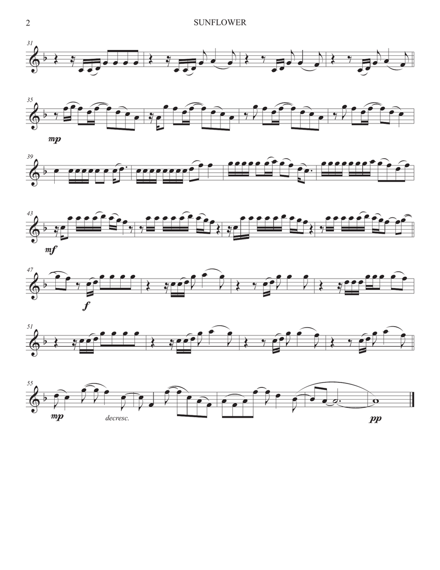 Sunflower Clarinet Solo scores gallery preview page 2