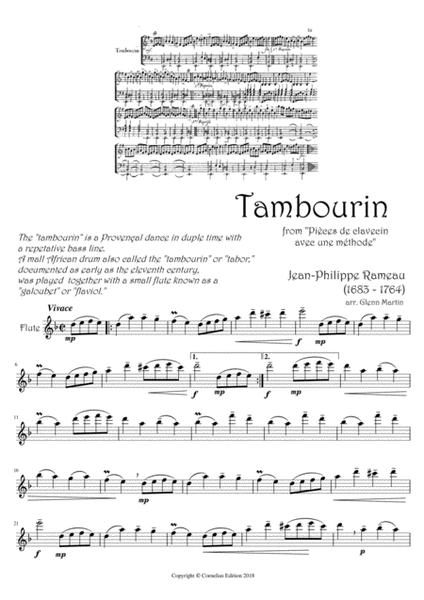 Jean-Philippe Rameau Tambourin Flute and Piano accompaniment image number null