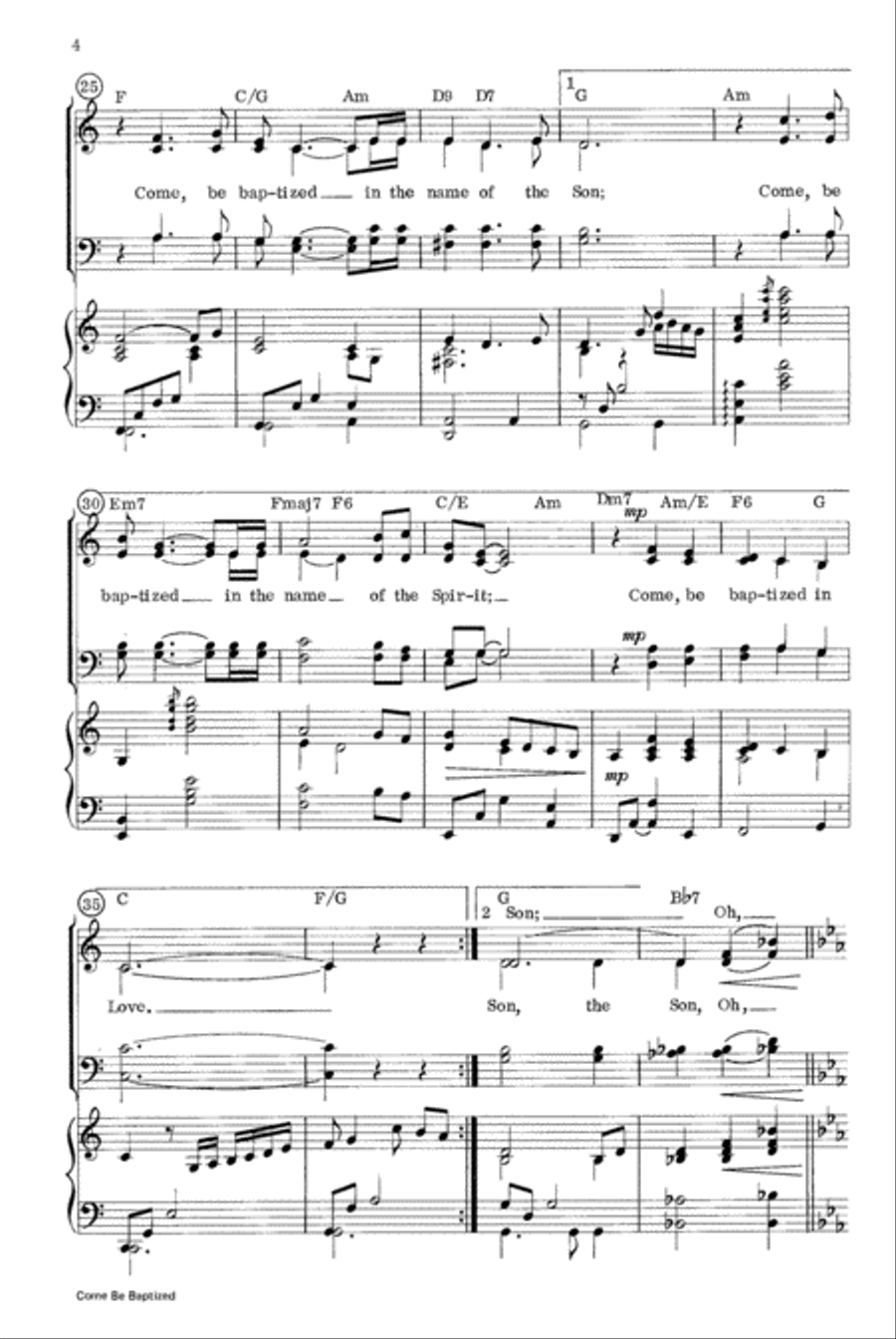 Come, Be Baptized 4-Part scores gallery preview page 4