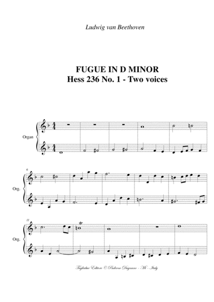BEETHOVEN - FUGUE IN D MINOR and FUGUE IN E PHRYGIAN - Hess 236 n. 1 and 2 image number null