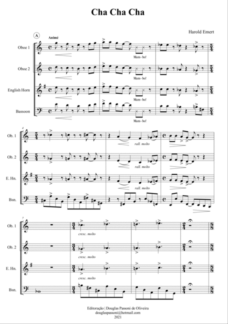 Cha cha cha Woodwind Quartet scores gallery preview page 2