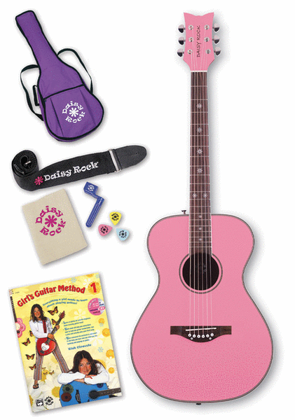 Daisy Rock Girl Guitars: Pixie Acoustic Guitar Starter Pack (Powder Pink)
