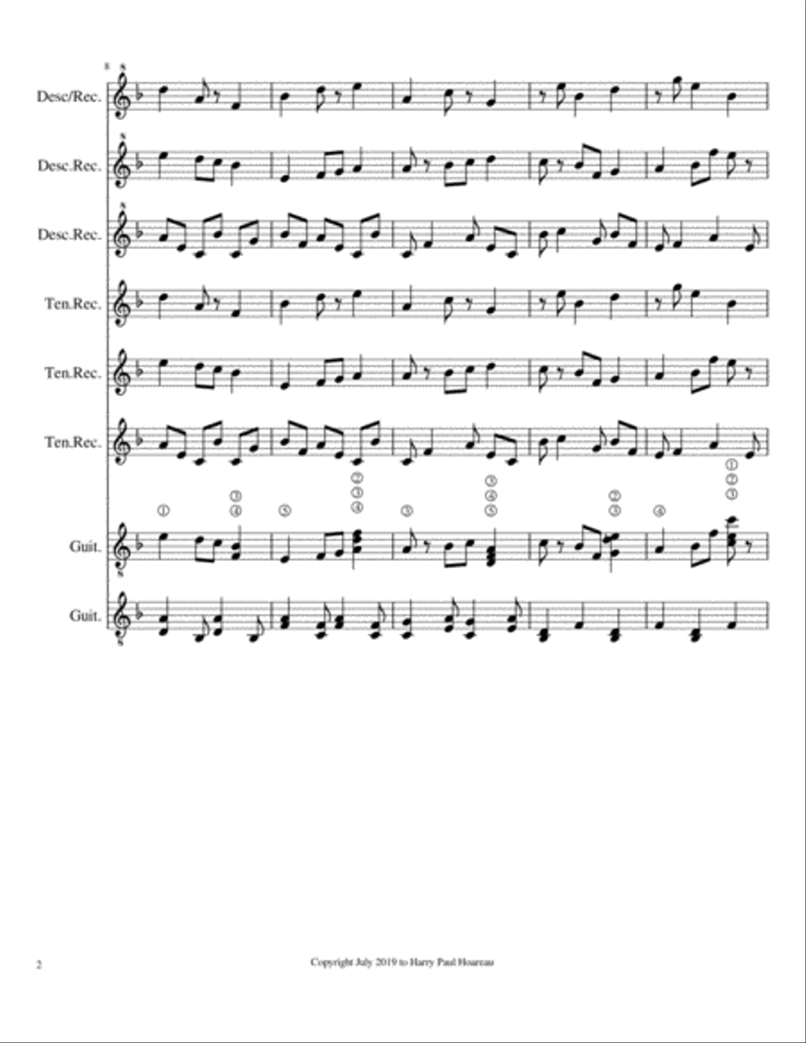Presence 27ta Guitar and Recorder Octet Woodwind Ensemble scores gallery preview page 2