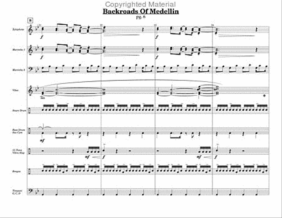 Backroads Of Medellin Backroads Of Medellin Percussion Ensemble scores gallery preview page 2