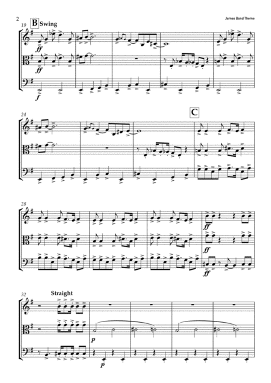 James Bond Theme String Trio scores gallery preview page 2