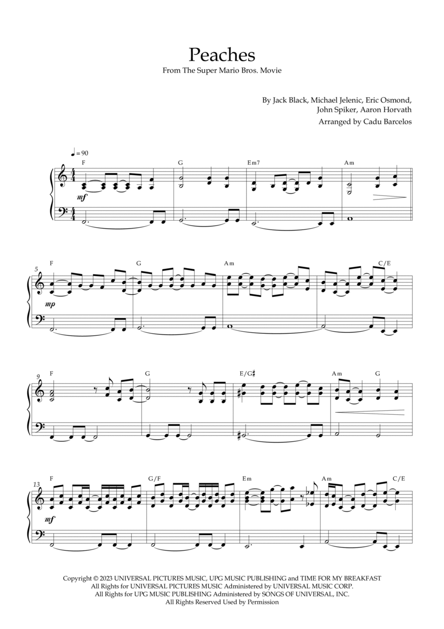 Peaches Piano Solo scores gallery preview page 1
