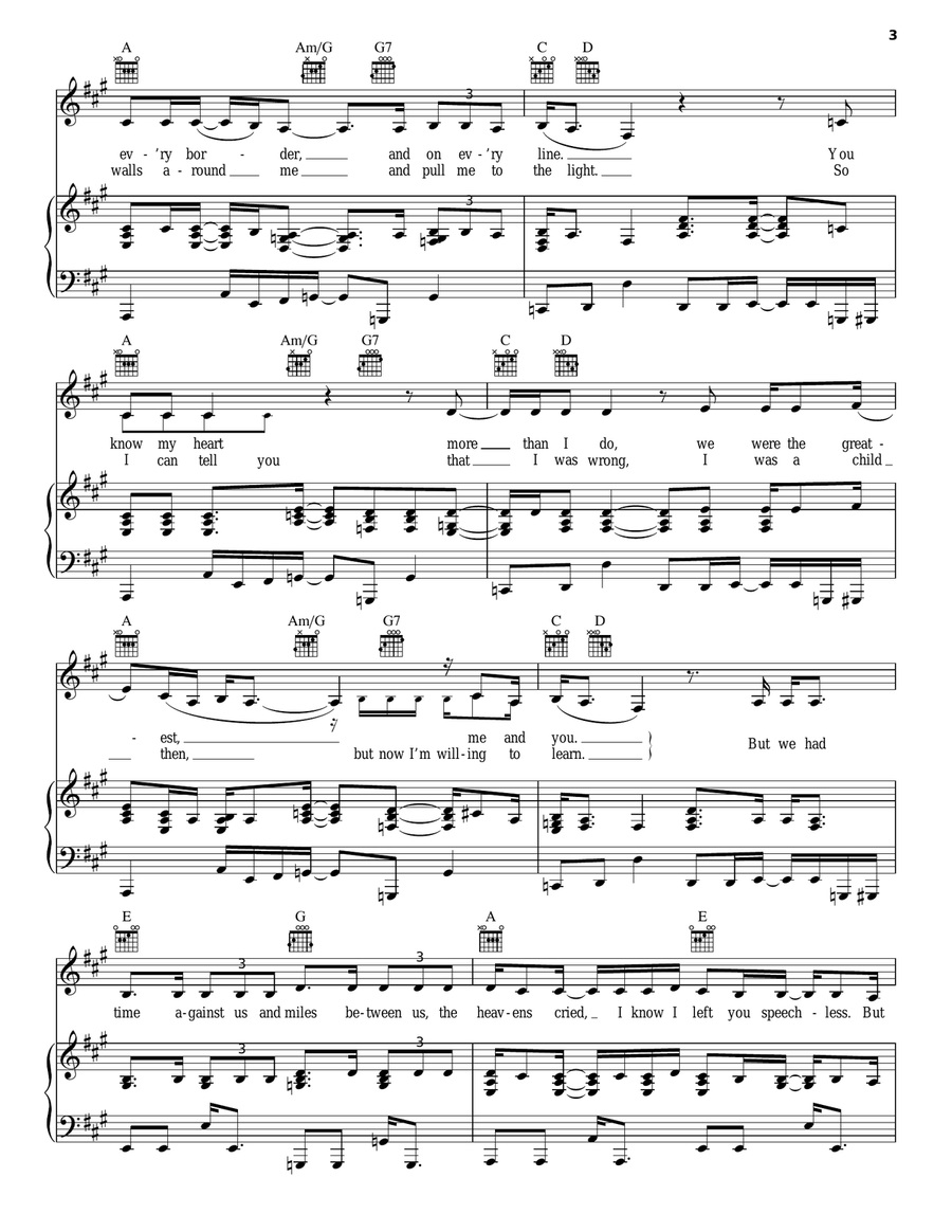 I'll Be Waiting Piano, Vocal, Guitar scores gallery preview page 3