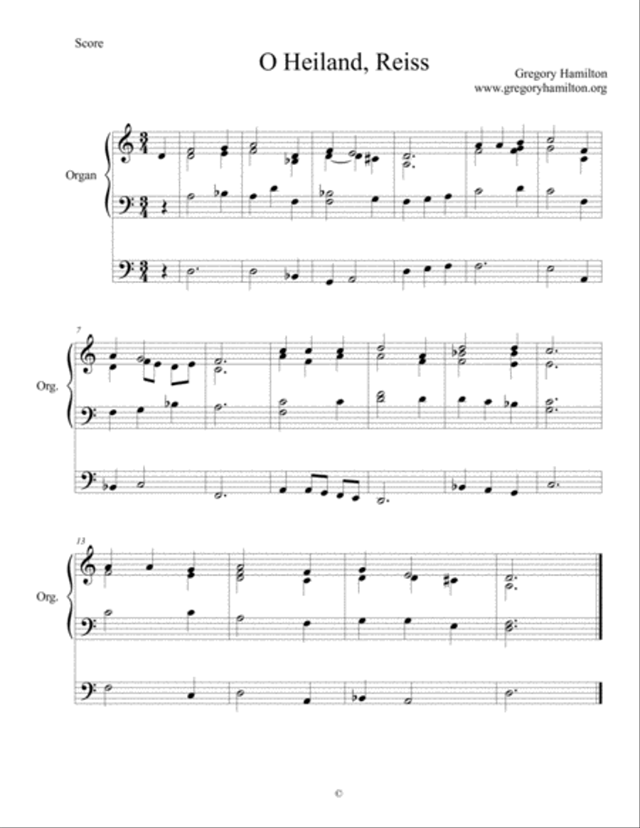 O Heiland, Reiss - Behold a Virgin Bearing Him Organ Solo scores gallery preview page 1