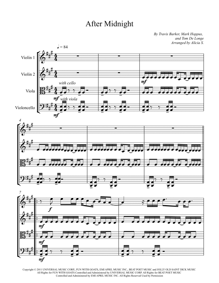 After Midnight String Quartet scores gallery preview page 1