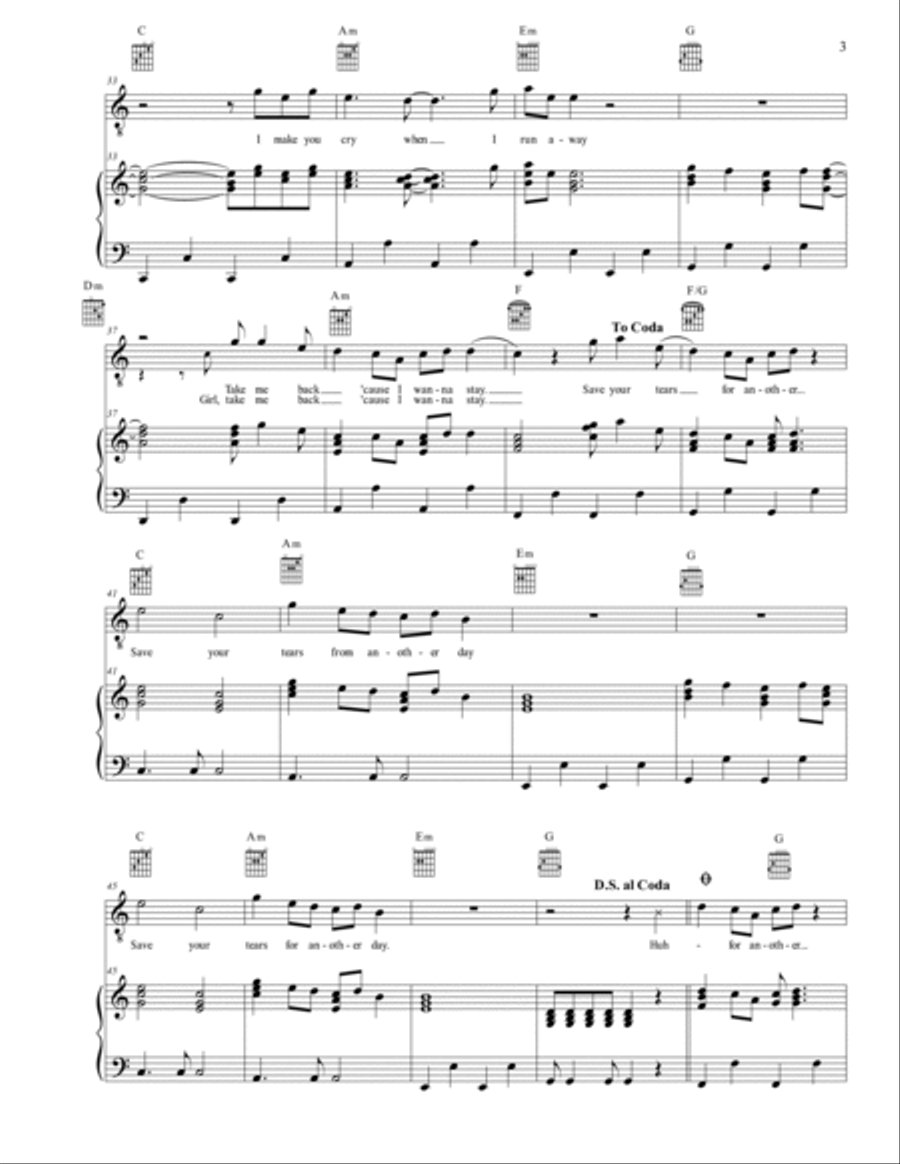 Save Your Tears Piano, Vocal, Guitar scores gallery preview page 3