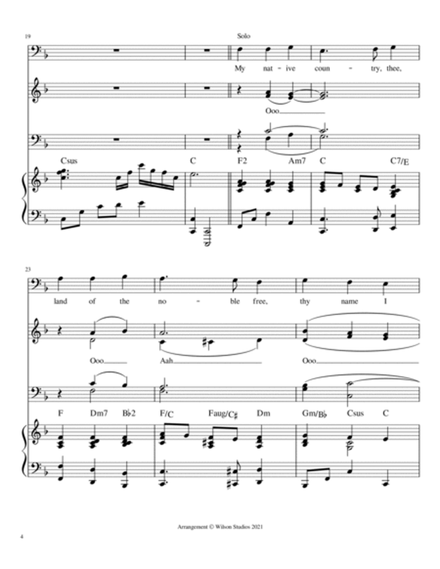 America (My Country 'Tis of Thee)--SATB choir+soloist image number null