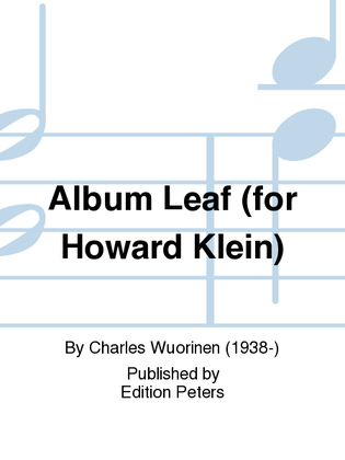 Book cover for Album Leaf for Howard Klein