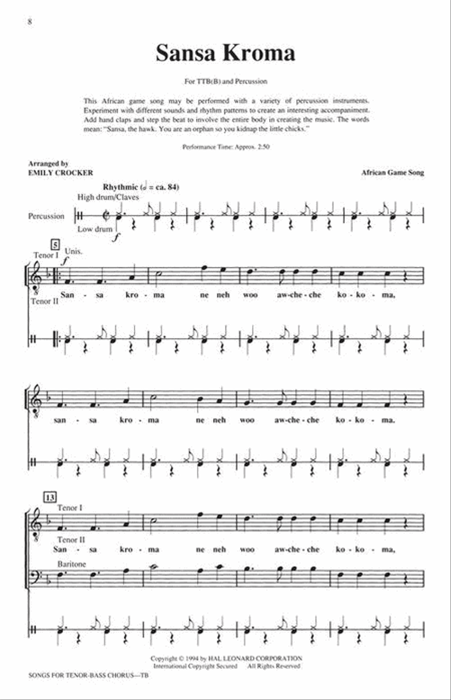 Songs for Tenor-Bass Chorus (Collection) TTB scores gallery preview page 5
