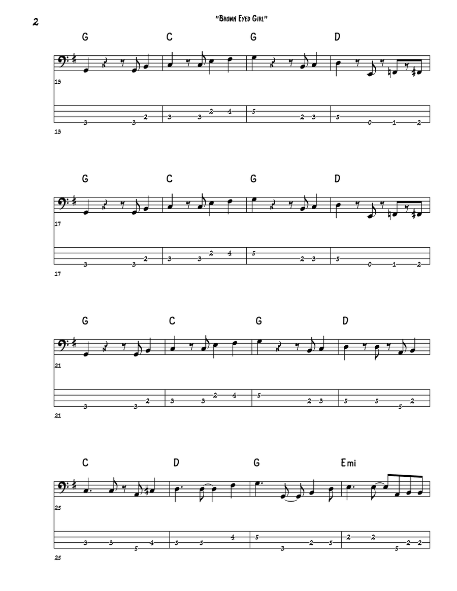 Brown Eyed Girl Guitar Tablature scores gallery preview page 2