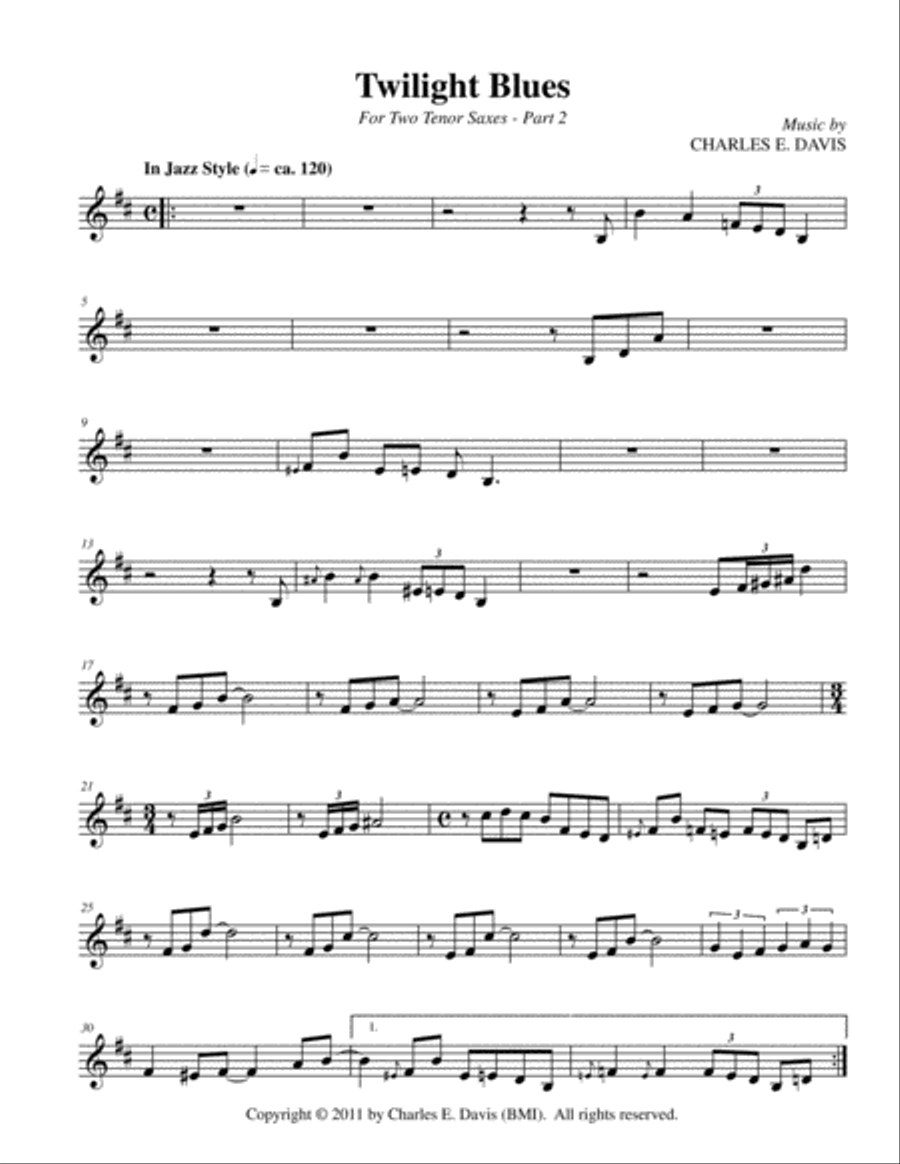 Twilight Blues - Two Tenor Saxes and Piano Jazz Ensemble scores gallery preview page 5