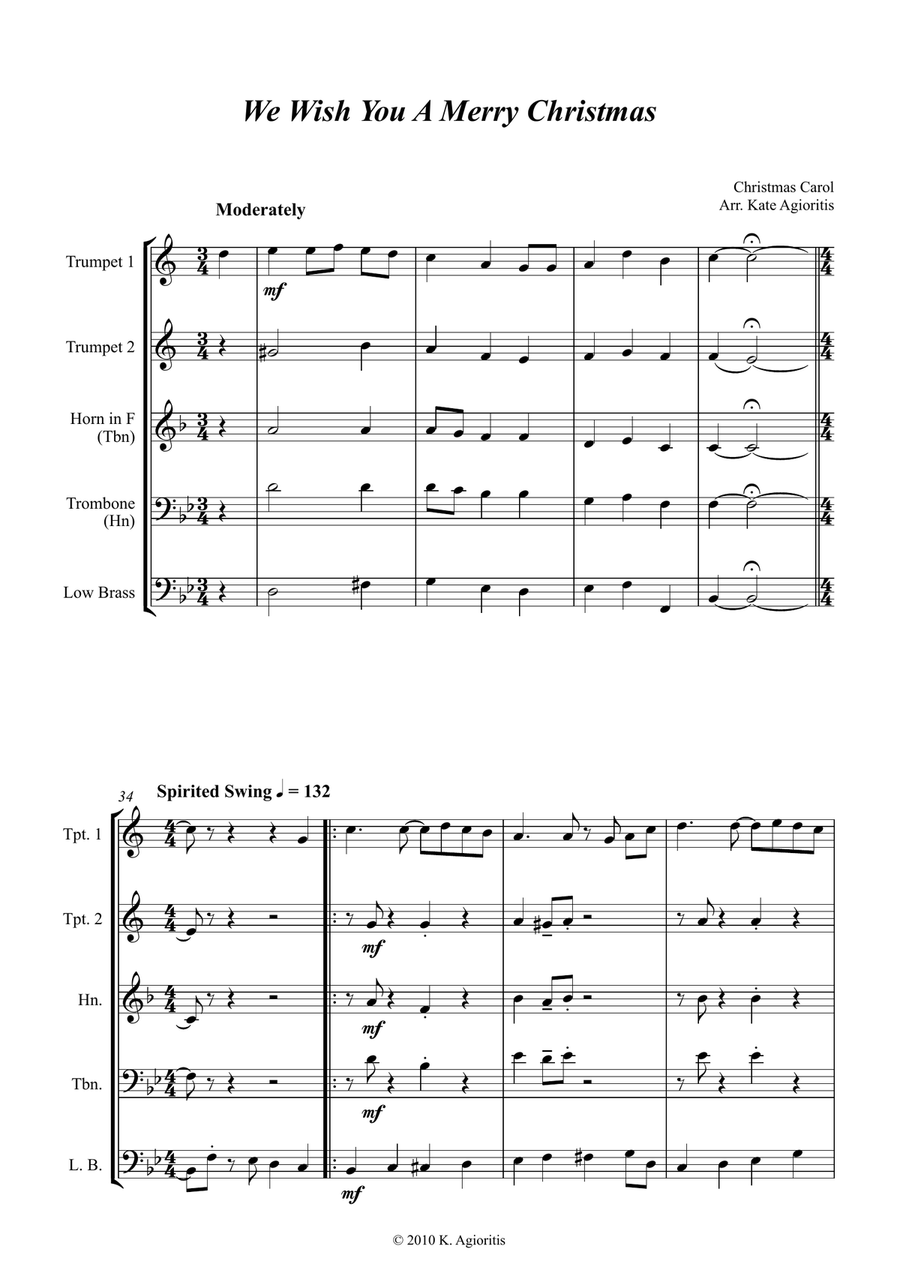 We Wish You A Merry Christmas - Jazz Carol for Brass Quartet We Wish You A Merry Christmas - Jazz Carol for Brass Quartet Brass Quartet scores gallery preview page 5