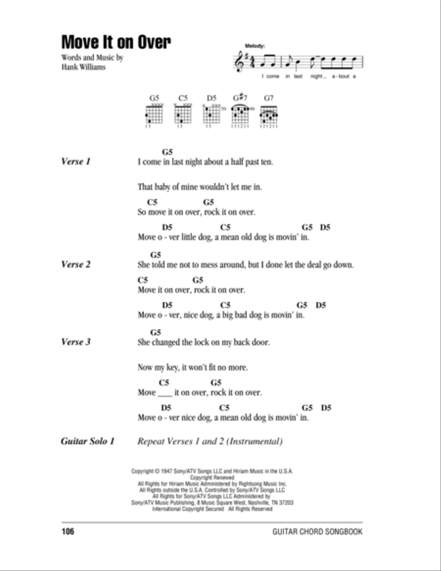 Move It On Over Acoustic Guitar scores gallery preview page 1