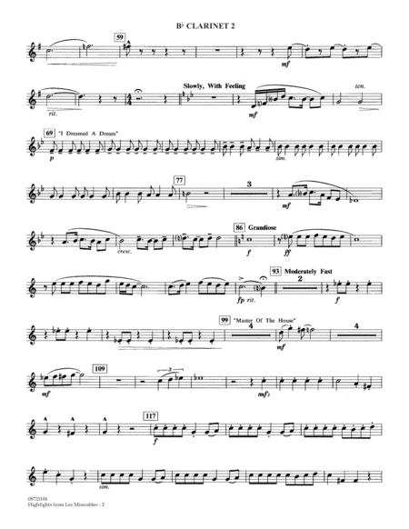 Highlights from Les Misérables (arr. Johnnie Vinson) - Bb Clarinet 2