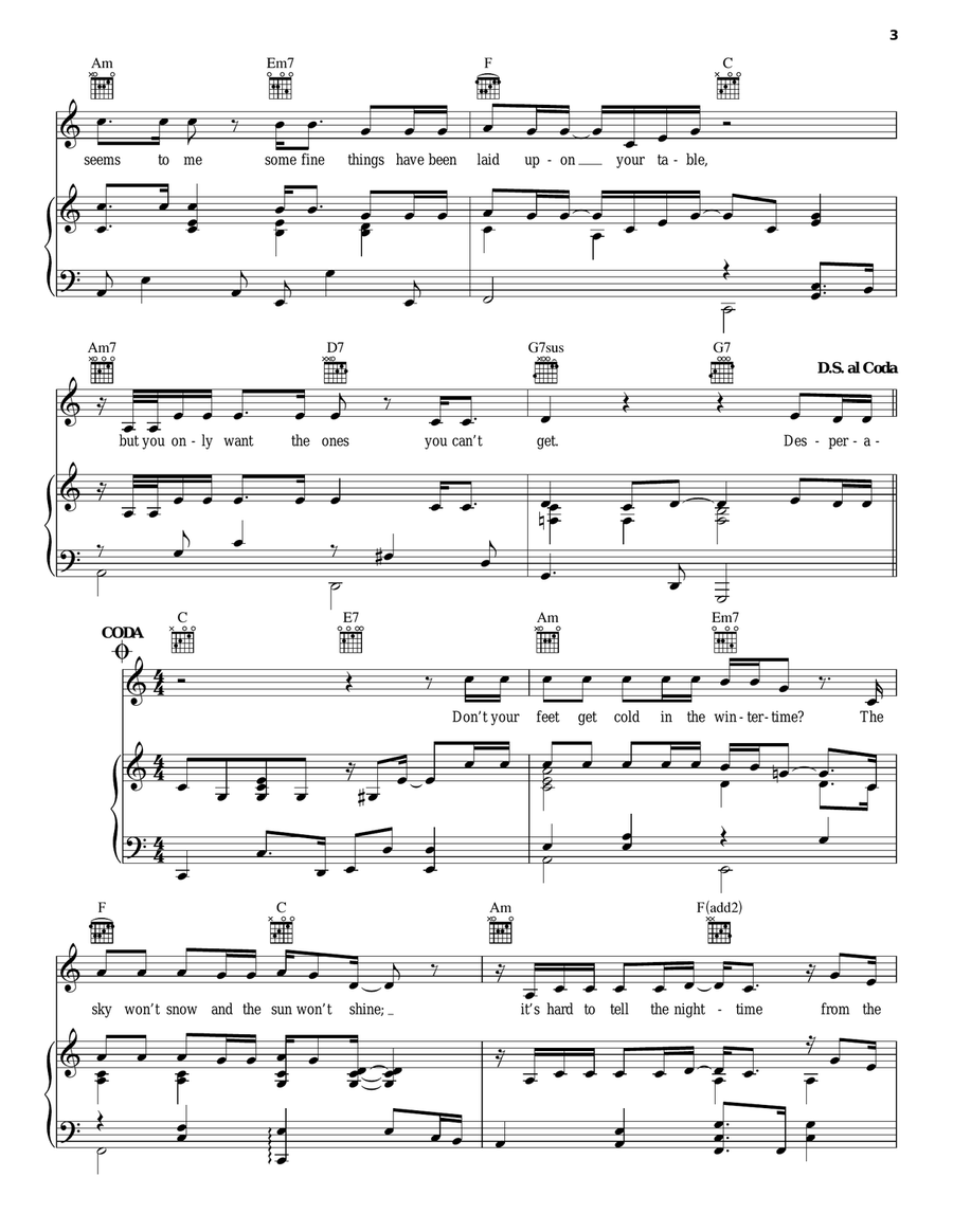 Desperado Desperado Piano, Vocal, Guitar scores gallery preview page 3