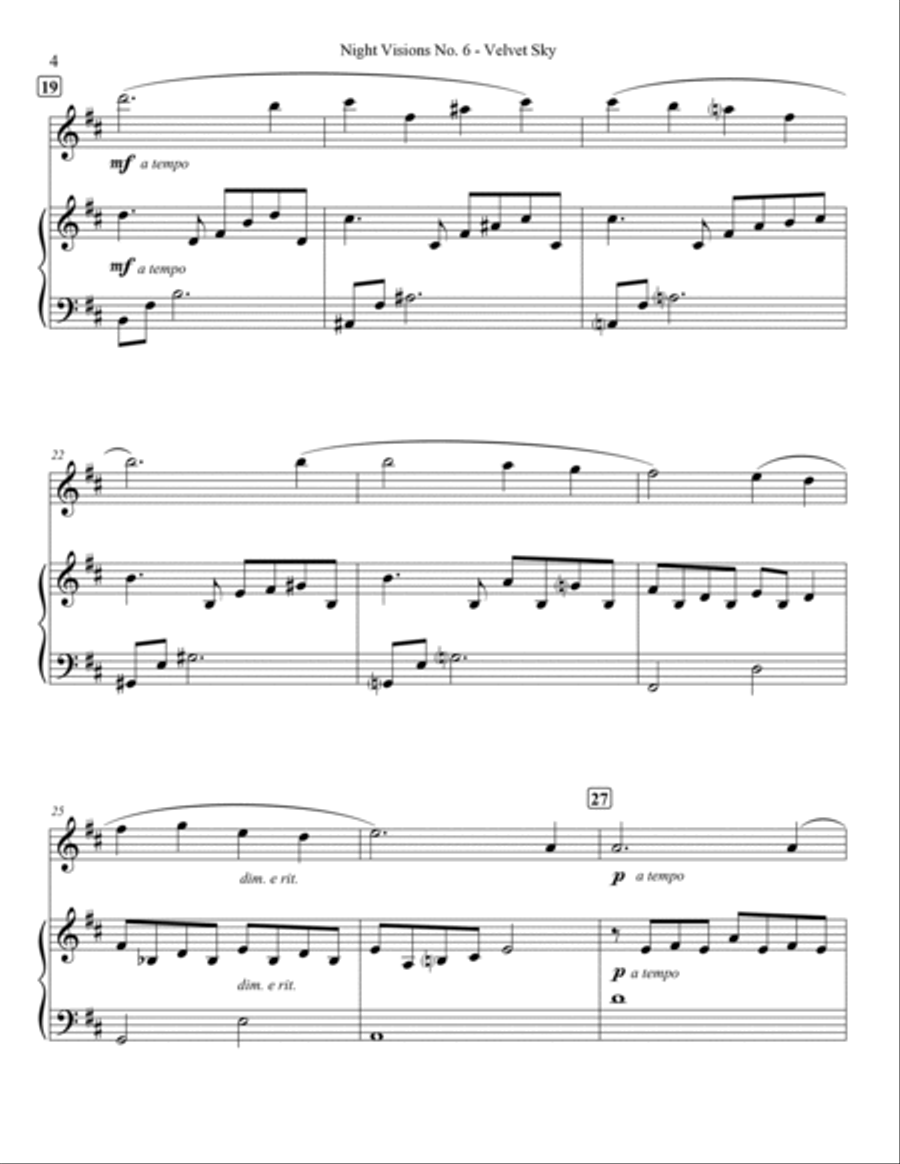 Night Visions No. 6 - Velvet Sky - Flute & Piano Night Visions No. 6 - Velvet Sky - Flute & Piano Flute Solo scores gallery preview page 4