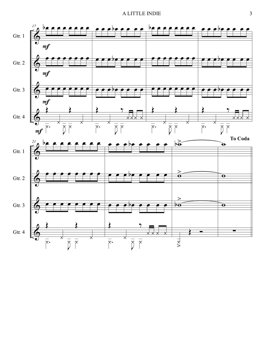 A LITTLE INDIE (ROCK)- Guitar Ensemble Guitar Ensemble scores gallery preview page 5