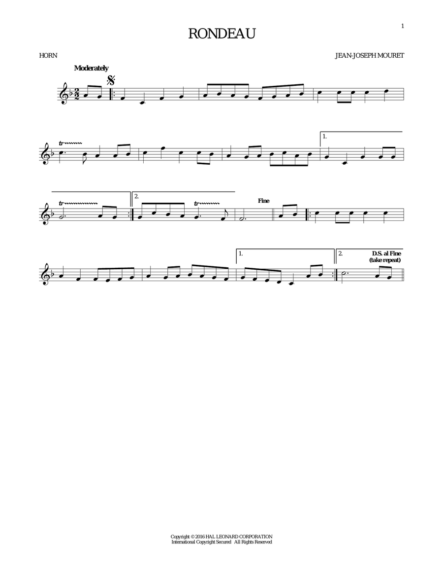 Fanfare Rondeau Fanfare Rondeau Horn Solo scores gallery preview page 1