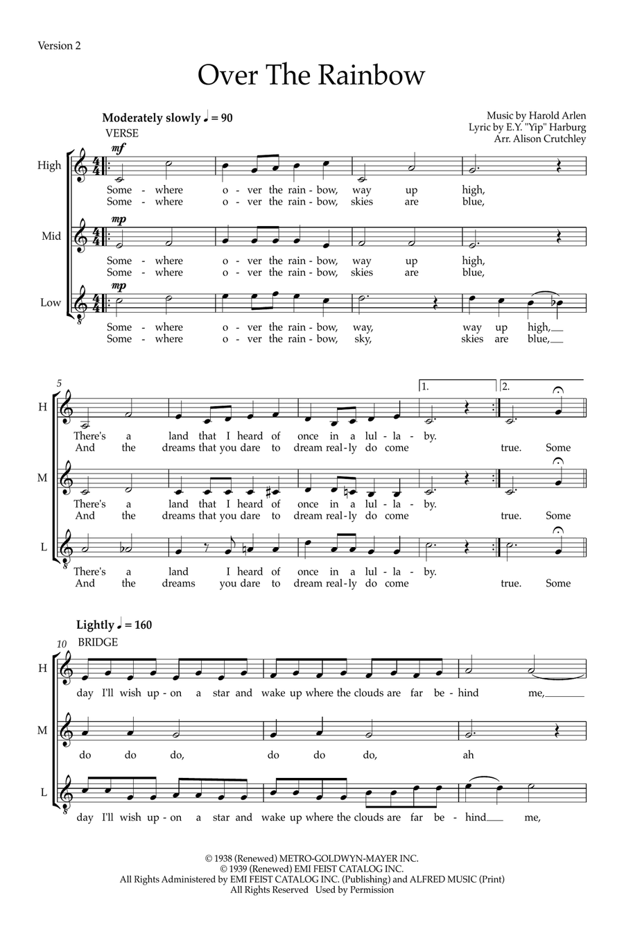 Over the Rainbow (arr. Alison Crutchley) Women's Choir scores gallery preview page 1