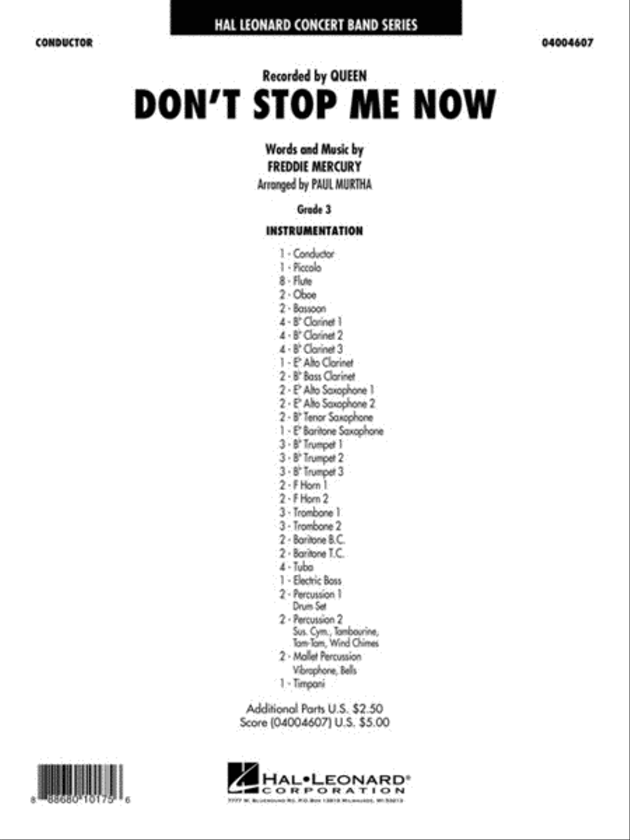 Don't Stop Me Now Concert Band scores gallery preview page 2