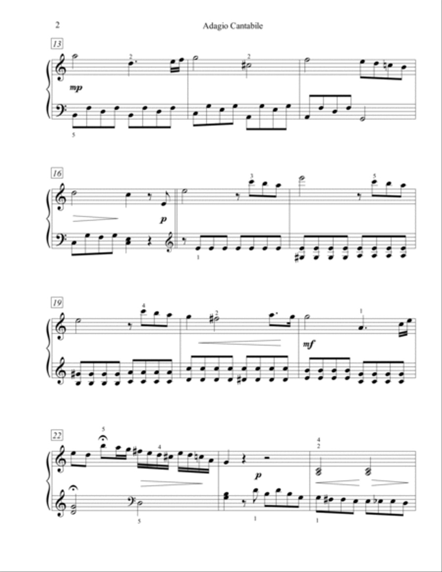 Adagio Cantabile (from the Pathetique Sonata) - early intermediate piano Piano Method scores gallery preview page 2