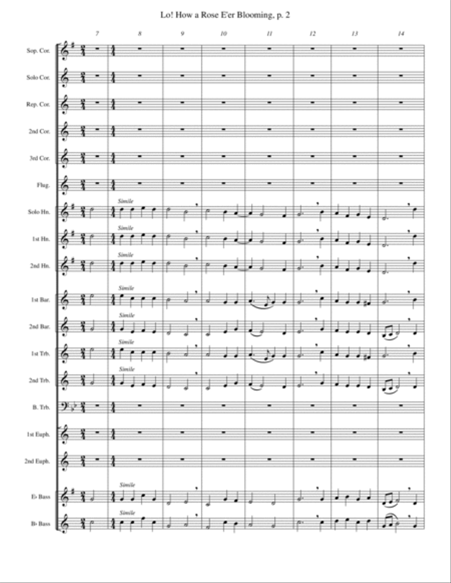 Lo! How a Rose E'er Blooming Brass Band scores gallery preview page 2