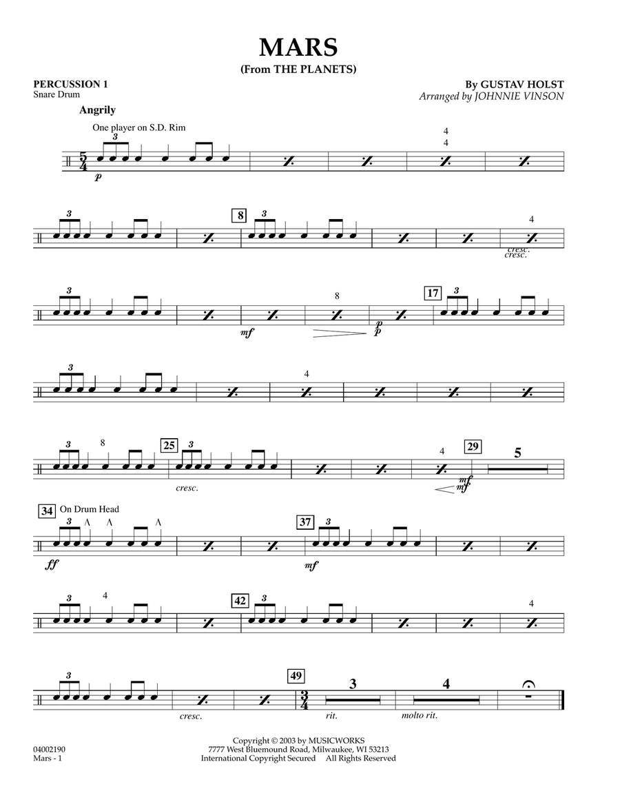 Mars (from The Planets) - Percussion 1
